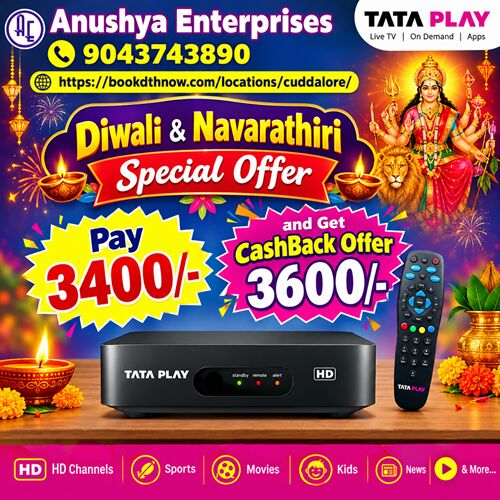 Chennai, Electronics, INR 3600,  Tata Play HD Connection In Cuddalore | New DTH Connection & Installation | 9043743890