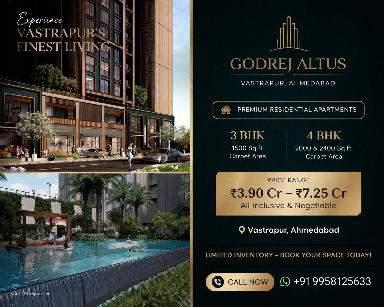 Ahmedabad, Real Estate For Sale, INR 39000000,  3 BR,  1500 Sq. Feet,  Does Godrej Altus Vastrapur Offer High-Street Retail Spaces?