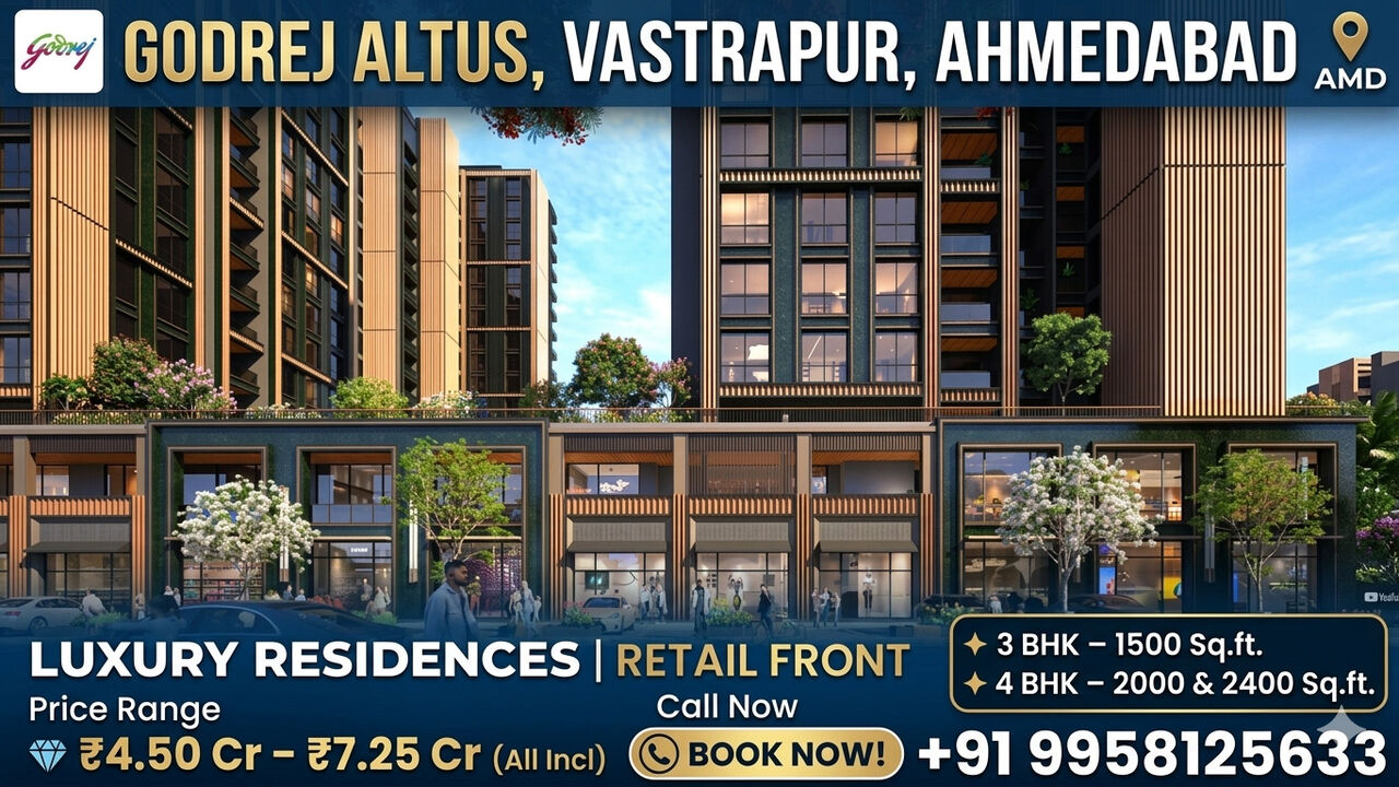 Ahmedabad, Real Estate For Sale, INR 39000000,  3 BR,  1500 Sq. Feet,  Does Godrej Altus Vastrapur Offer High-Street Retail Spaces?