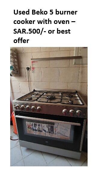 Al Malaz, Household Items, SAR 500,  Used Beko 5-Burner Gas Cooker With Oven