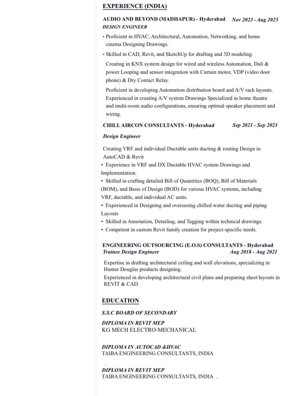 Al Athir, Job Seekers, Seeking Job As A Design Engineer / Designer Job In Hvac Arch Interior Or Telecommunication