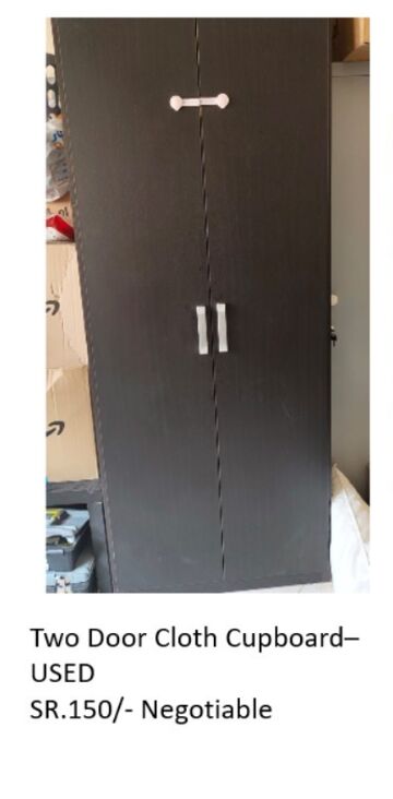 Al Malaz, Furniture, SAR 150,  Dark Wooden 2-Door Wardrobe / Cloth Cupboard &ndash; Used