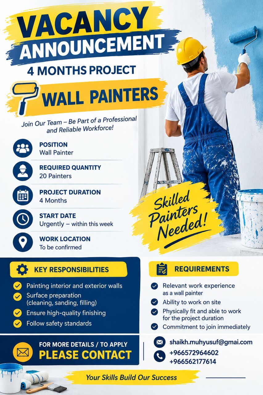 Riyadh, Jobs, WALL PAINTER