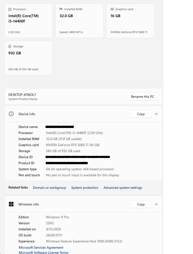 Al Rabwah, Computers, SAR 5500,  Desktop Gamin PC I5 32GB RAM, RTX 5060Ti(16GB), 850W Gold