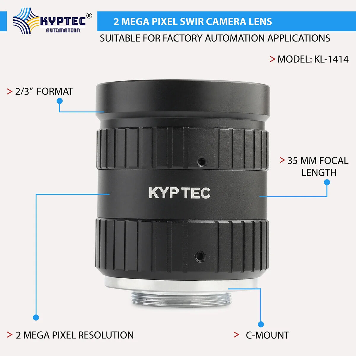 New Delhi, Electronics, INR 17500,  35 MM SWIR Camera Lens For 900&ndash;1700 Nm Industrial Infrared Inspection | 2 MP C-Mount &ndash; Kyp