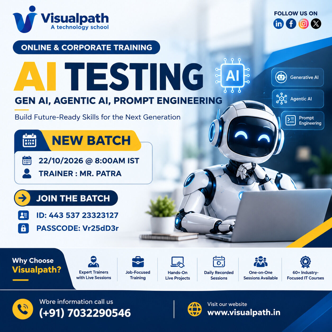 Hyderabad, Lessons Offered, Best AI Testing Course With Expert AI Testing Training