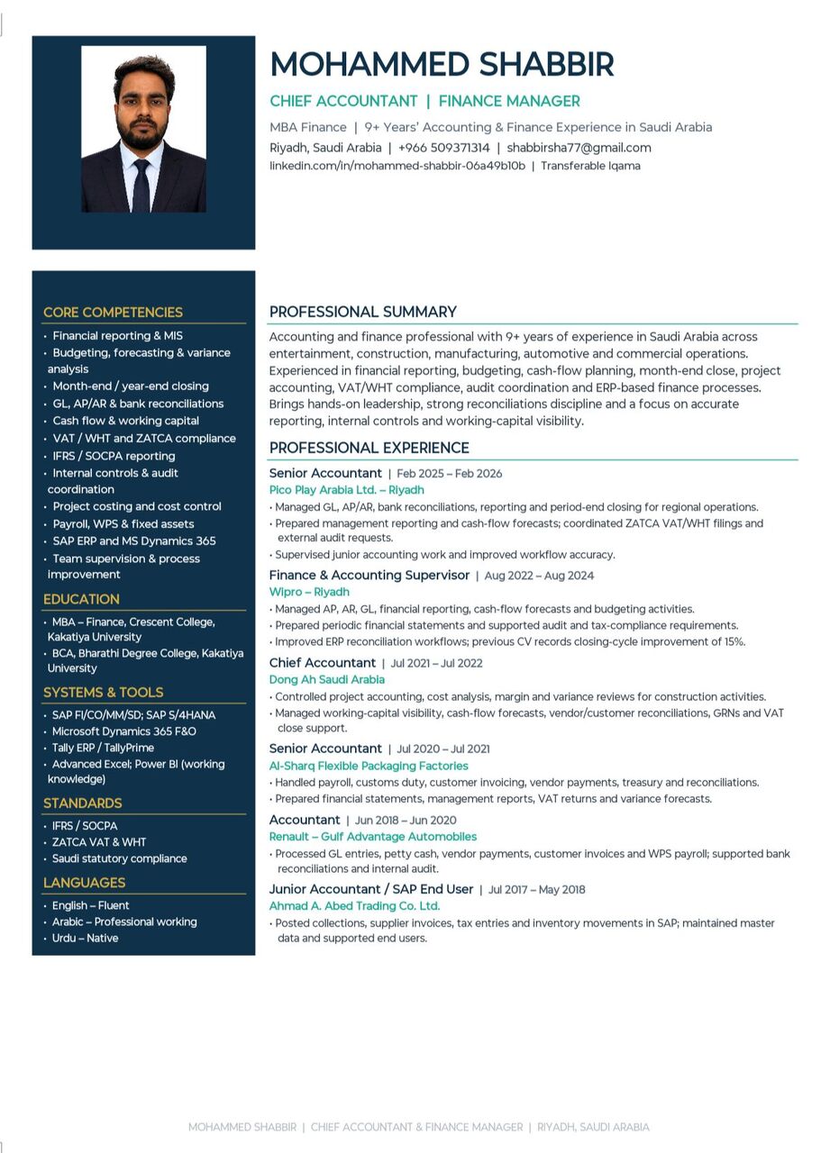 Riyadh, Job Seekers, Finance Vacancy
