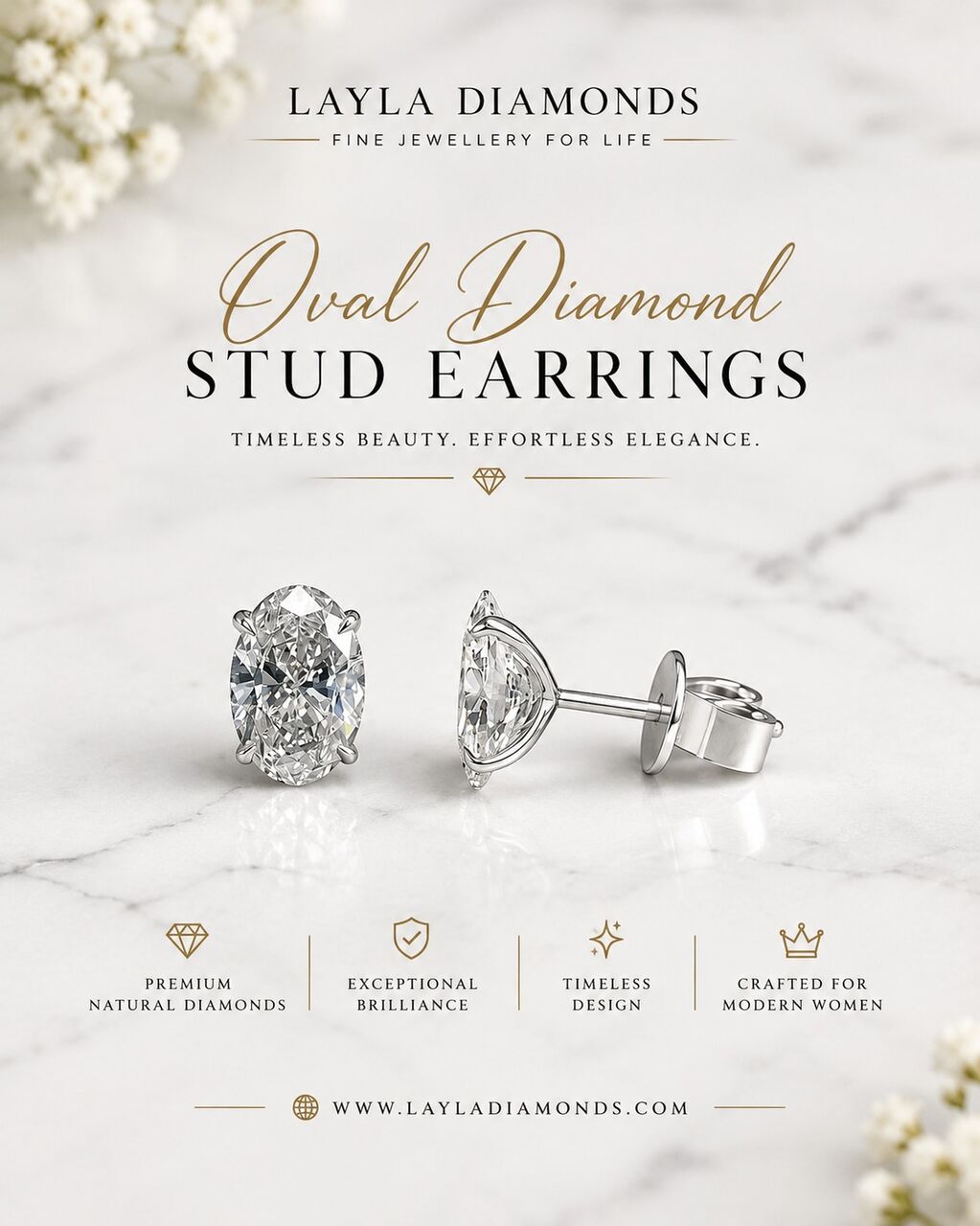 London, Jewelry, GBP 2450,  Oval Diamond Stud Earrings For Timeless Luxury And Elegance