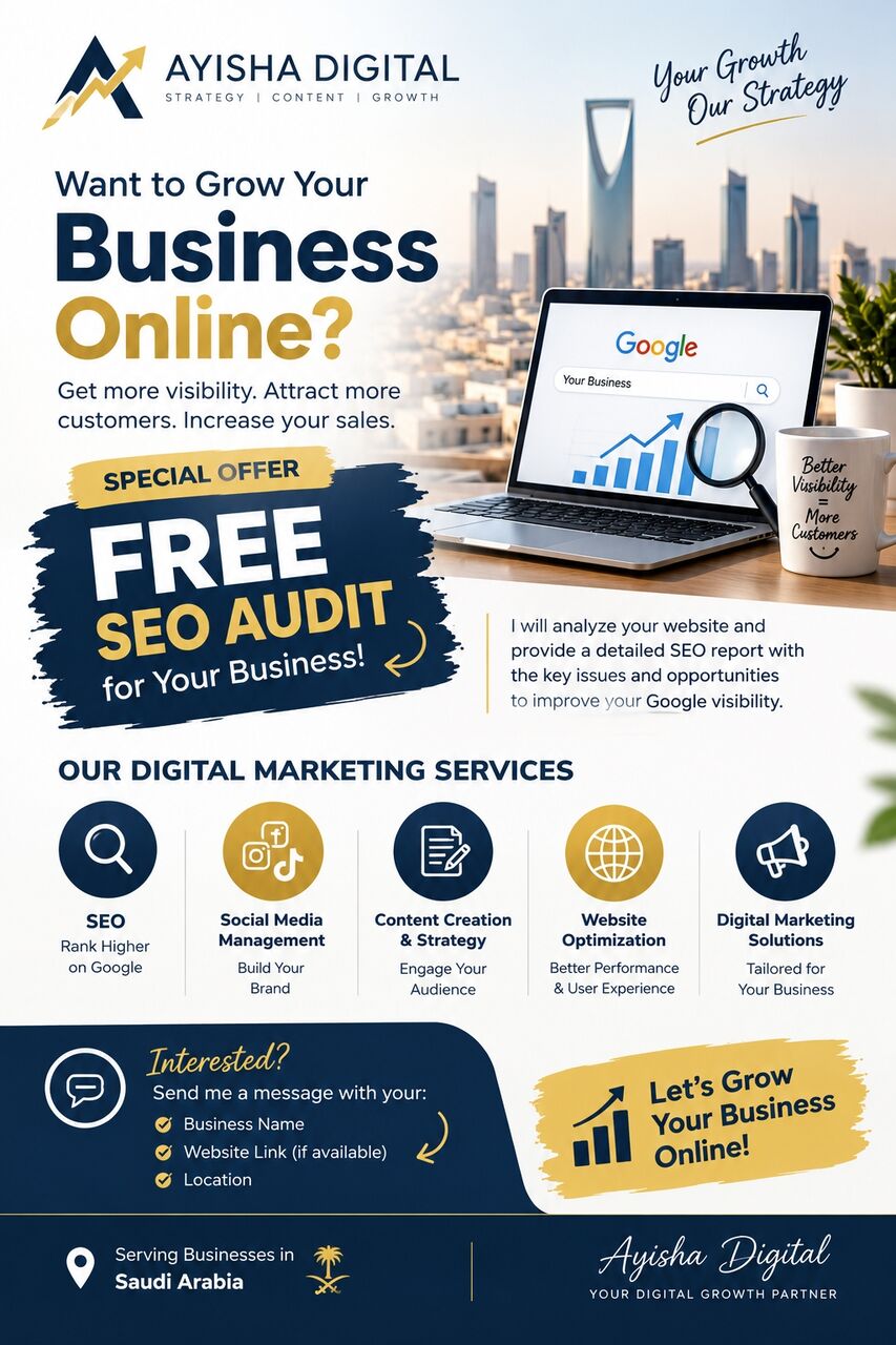 Dammam, Job Seekers, FREE SEO & Social Media Audit For Your Business | Saudi Arabia