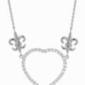 USD 200,  Fleur De Lis Open Heart Necklace With Cubic Zirconia