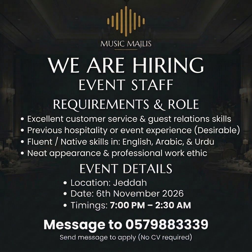 Jeddah, Jobs, EVENT STAFF FEMALE