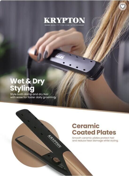 Riyadh, Appliances, SAR 25,  KRYPTON Ceramic Hair Straightener With Wet And Dry Styling