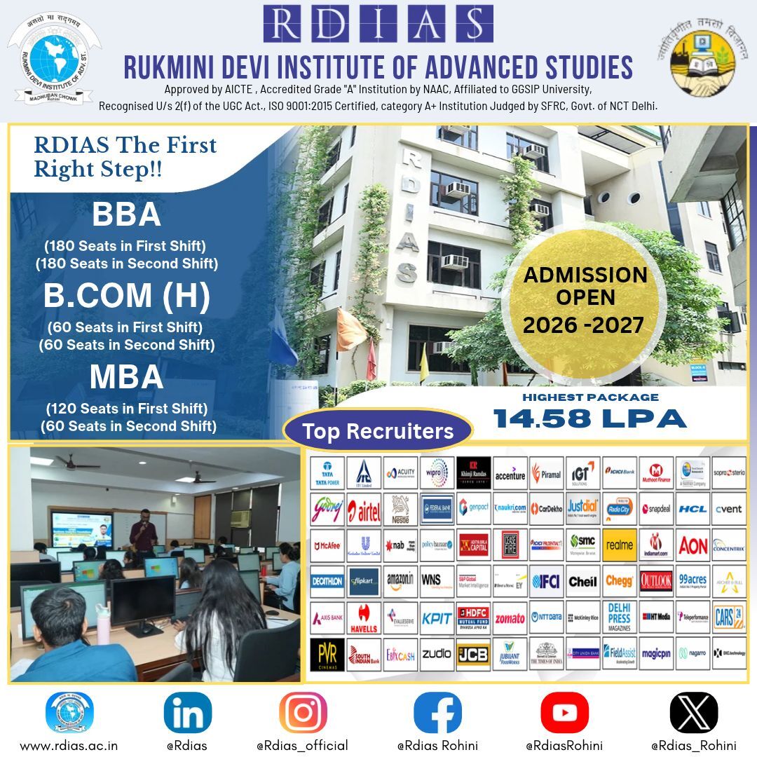 New Delhi, Education, List Of Top MBA Colleges In Delhi NCR For Career-Focused Management Education - RDIAS