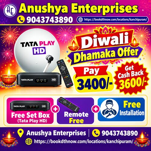 Chennai, Electronics, INR 3600,  Tata Play HD Connection In Kanchipuram | New DTH Connection & Offers | 9043743890