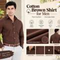 INR 999,  Cotton Brown Shirt For Men | Soft Fabric Full Sleeve Regular Fit
