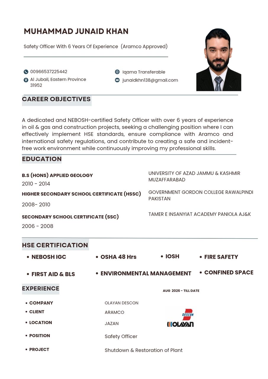 Jizan, Job Seekers, SAFETY OFFICER