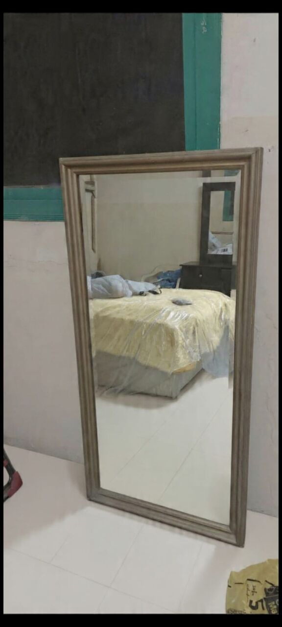 Jeddah, Household Items, SAR 100,  Used Large Floor Mirror - Dark Gold Wooden Frame - 70x40cm - Excellent Condition*