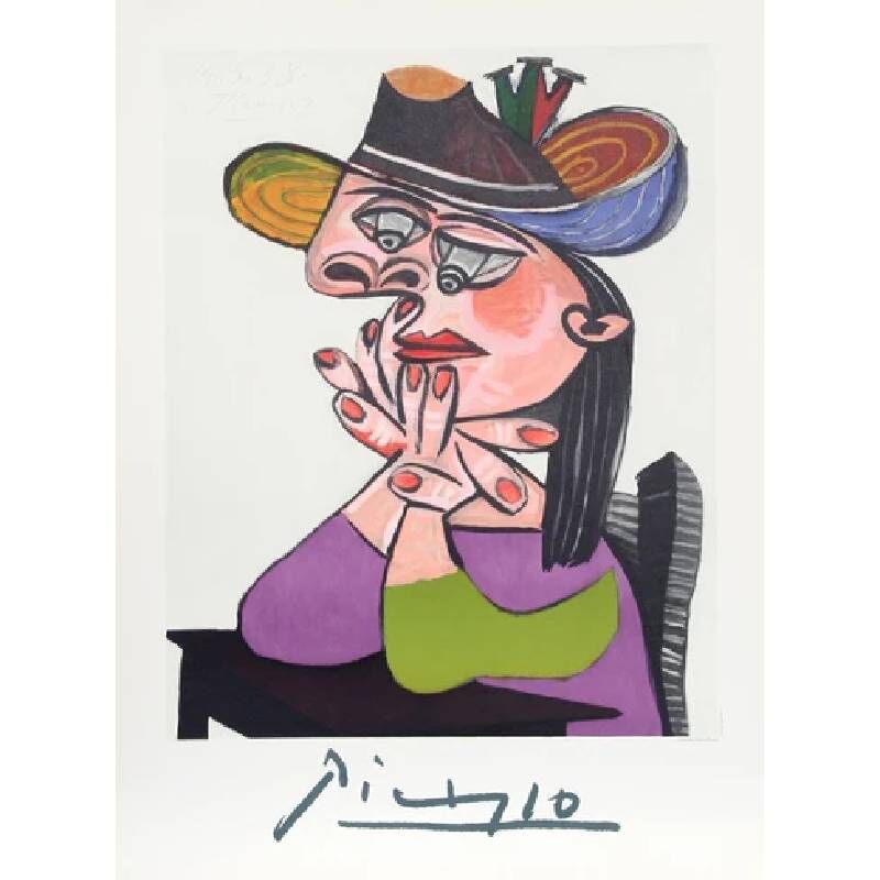 New York, Appliances, USD 800,  Portrait De Femme &Agrave; La Robe Verte | 1946 Lithograph