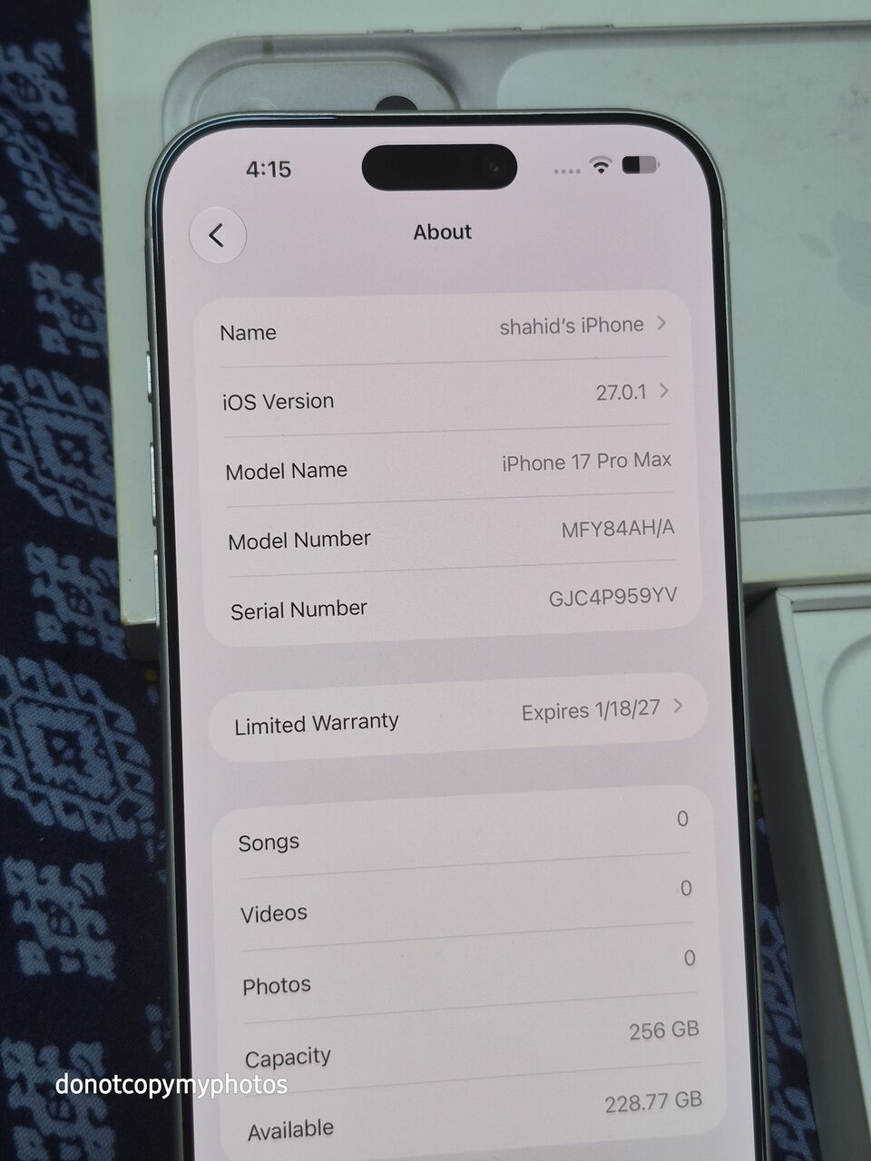 Al Rahmaniyah, Mobile Phones, SAR 4150,  IPhone 17 Pro Max 256gb Silver
