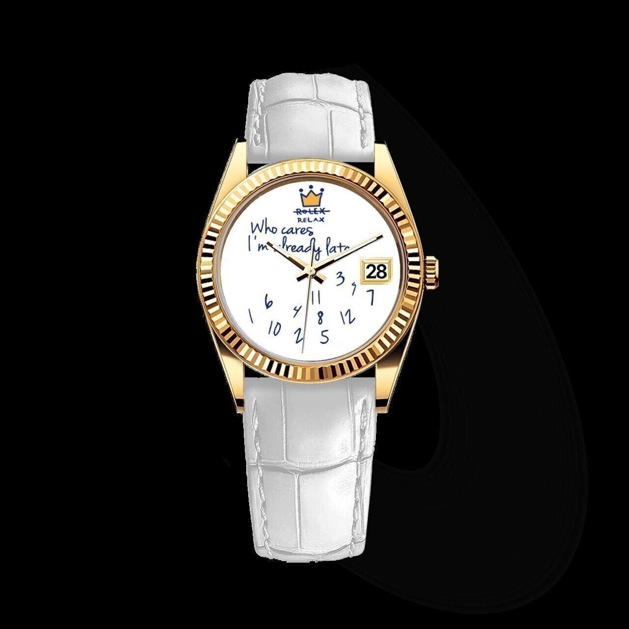 Riyadh, Watches, SAR 300,  Eondate Classic Leather Watch - Gold And White - New - SAR 300