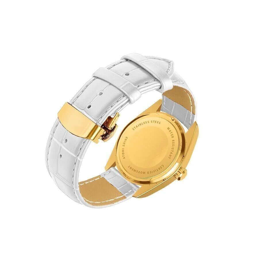 Riyadh, Watches, SAR 300,  Eondate Classic Leather Watch - Gold And White - New - SAR 300