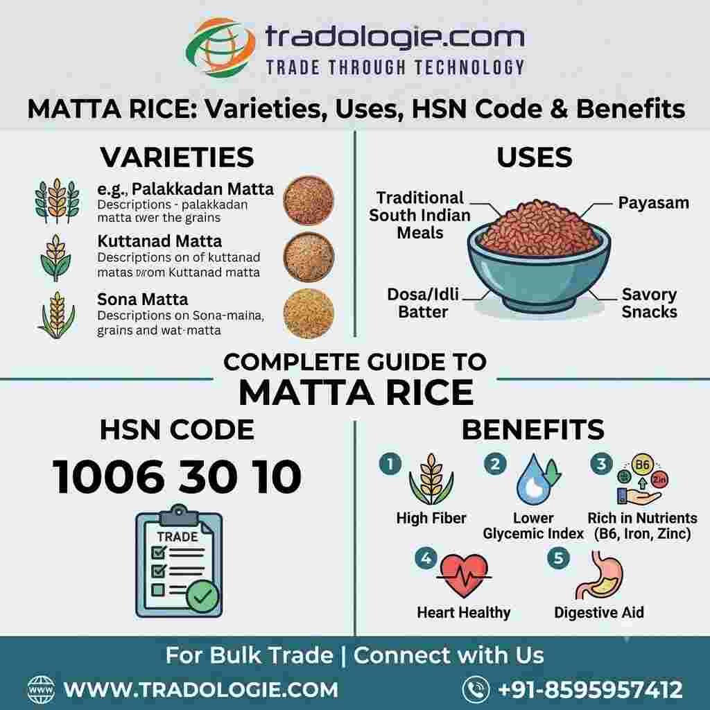 Lucknow, Food, INR 25,  Matta Rice: Varieties, Uses, HSN Code & Benefits | Tradologie