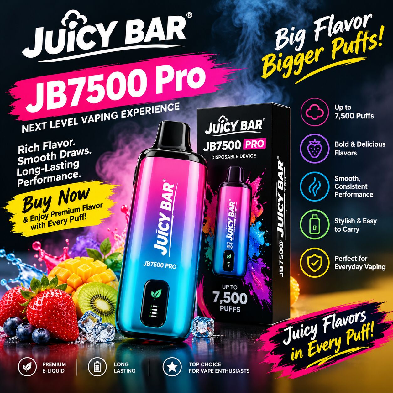 New York, Electronics, USD 17,  💨 Juicy Bar JB7500 Pro – Experience The Next Level Of Vaping!