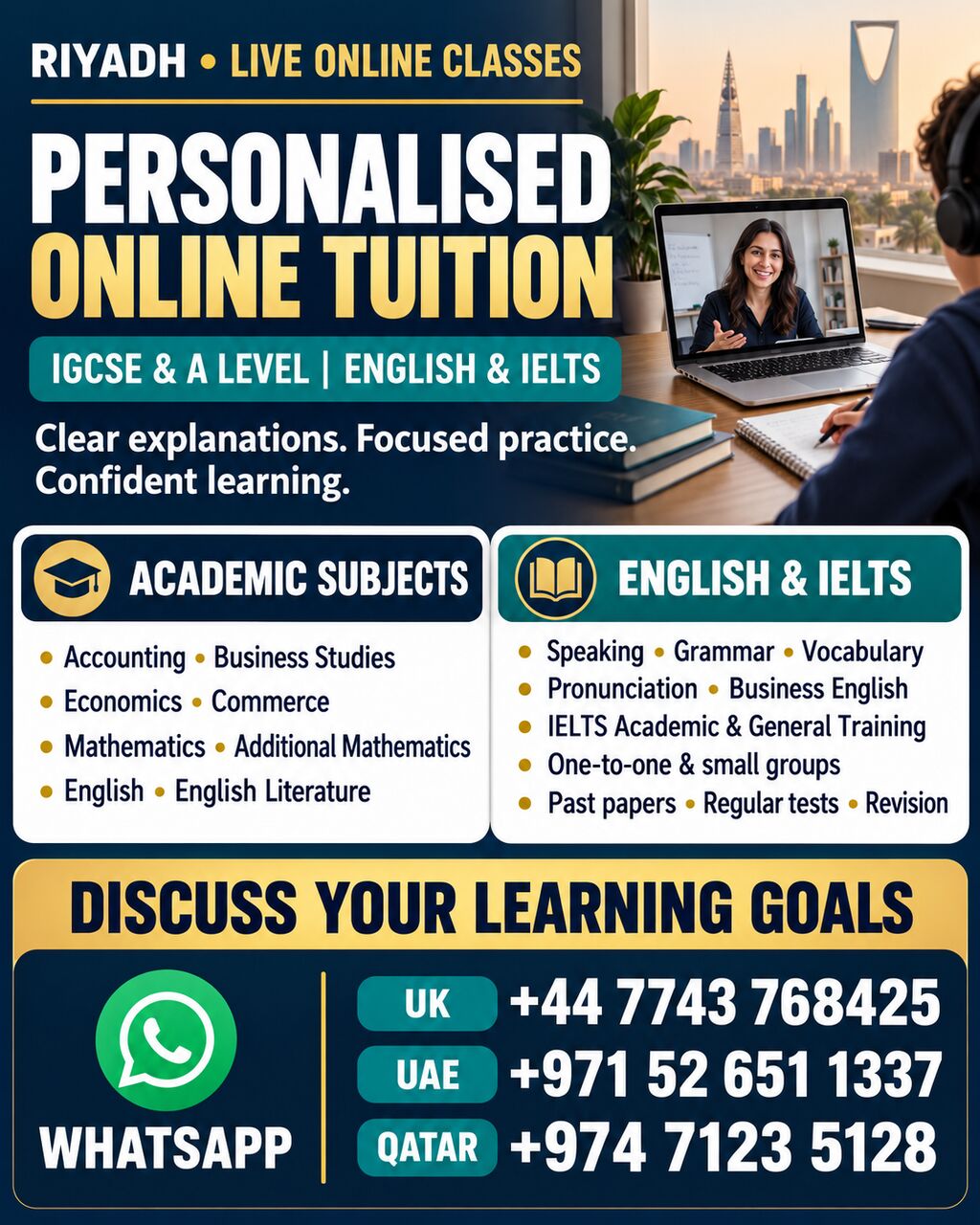 Riyadh, Lessons Wanted, Riyadh Online Tuition | IGCSE & A Level Specialists | English & IELTS Training