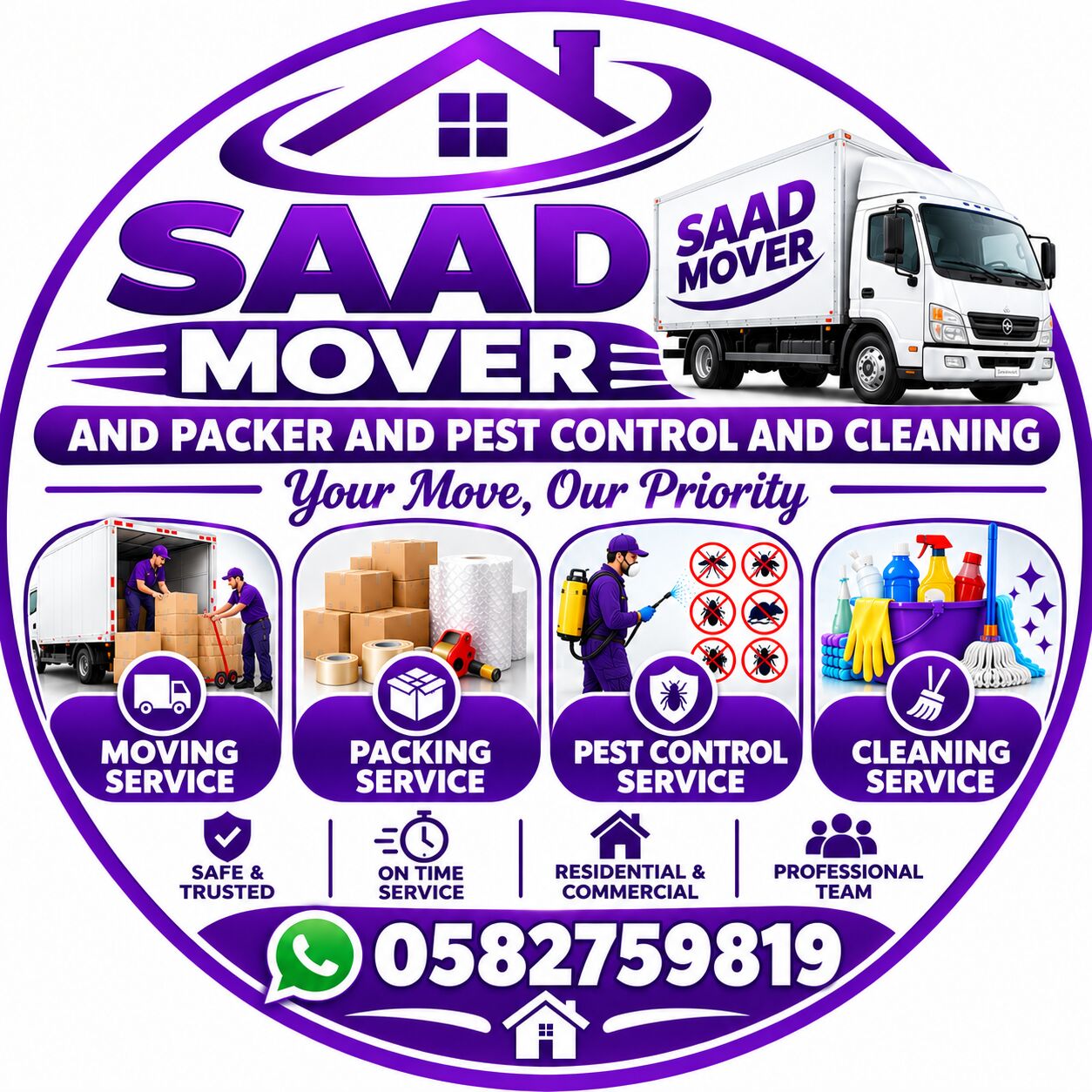 Riyadh, Cargo, :❤️SAAD❤️MOVERS & PACKERS🚿PEST CONTROL❤️CLEANING SERVICES💯0582759819💚🌈