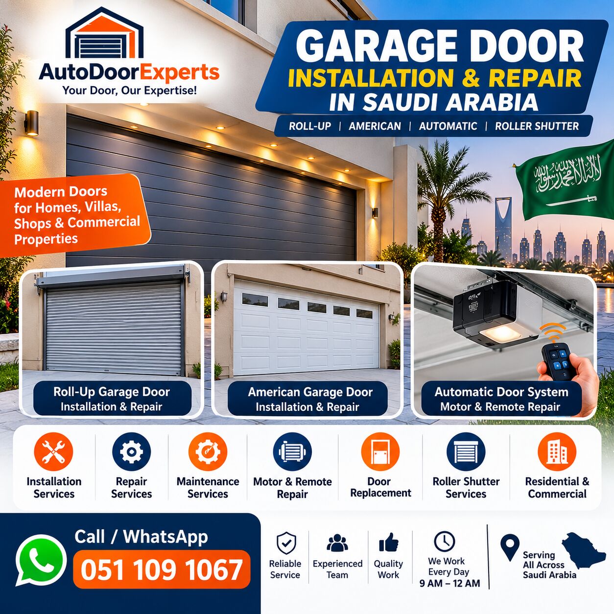 Riyadh, Construction, Smart Garage Door Repair & Fitting In Saudi Arabia