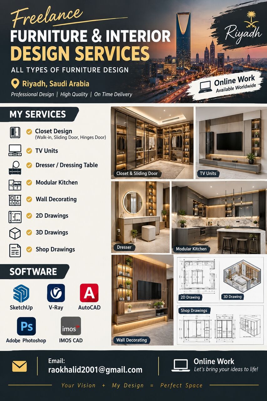 Riyadh, Interior Design, Furniture Designer | Kitchens, Closets, TV Units & 3D Drawings &ndash; Riyad