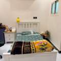 SAR 1000,  FOR SALE: White Bed, Wardrobe, Side Table , 1 Year Old (Riyadh)