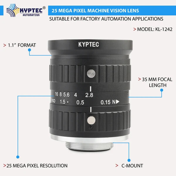 New Delhi, Electronics, INR 15995,  35 MM 25 MP Precision-Inspection Machine Vision Lens For 1.1-Inch Industrial Cameras | C-M
