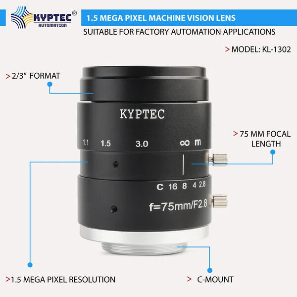 New Delhi, Electronics, INR 5995,  12 MM 5 MP Wide-Angle Machine Vision Lens For 2/3-Inch Industrial Cameras | C-Mount &ndash; Kypt