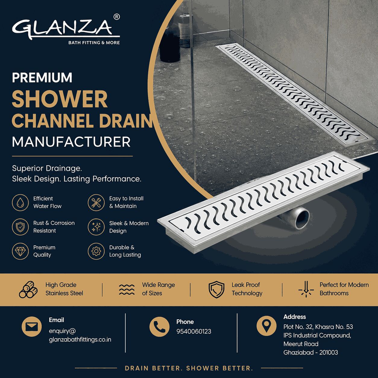 Ghaziabad, Electrical & Plumbing, Shower Channel Drain Manufacturer