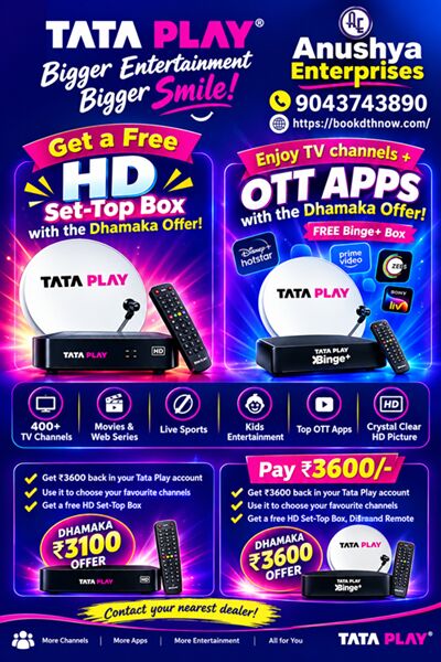 Chennai, Electronics, INR 3600,  Tata Play New Booking In Villupuram | New DTH Connection | 9043743890