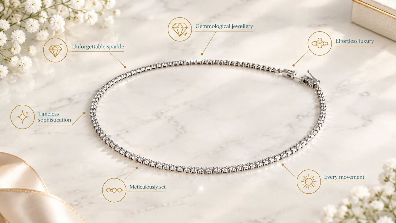 London, Jewelry, GBP 5750,  Diamond Tennis Necklace: Elegant Luxury For Every Occasion