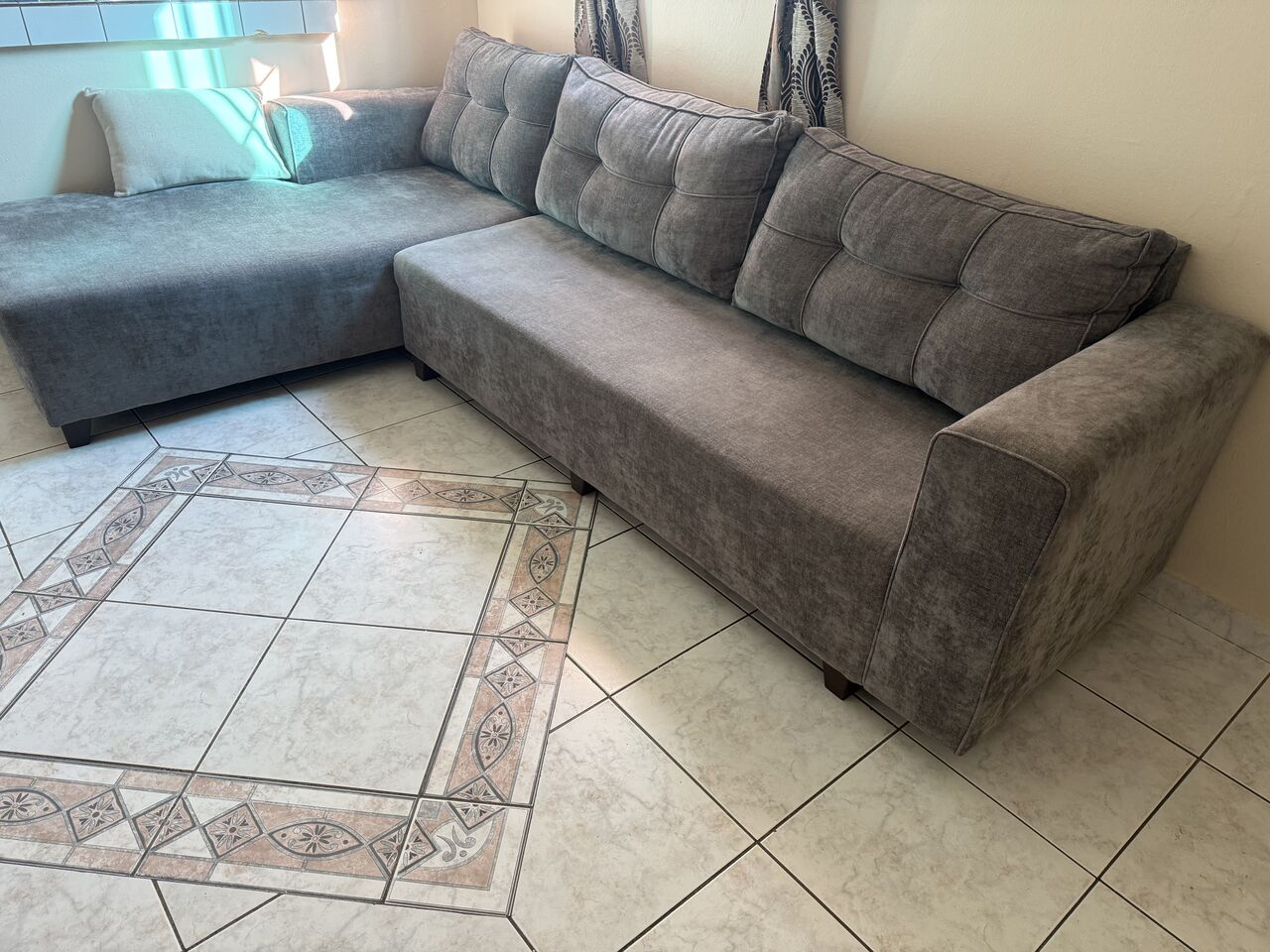 Olaya, Furniture, SAR 900,  Grey L-Shaped Sofa For Sale &ndash; SAR 900&ndash; Riyadh