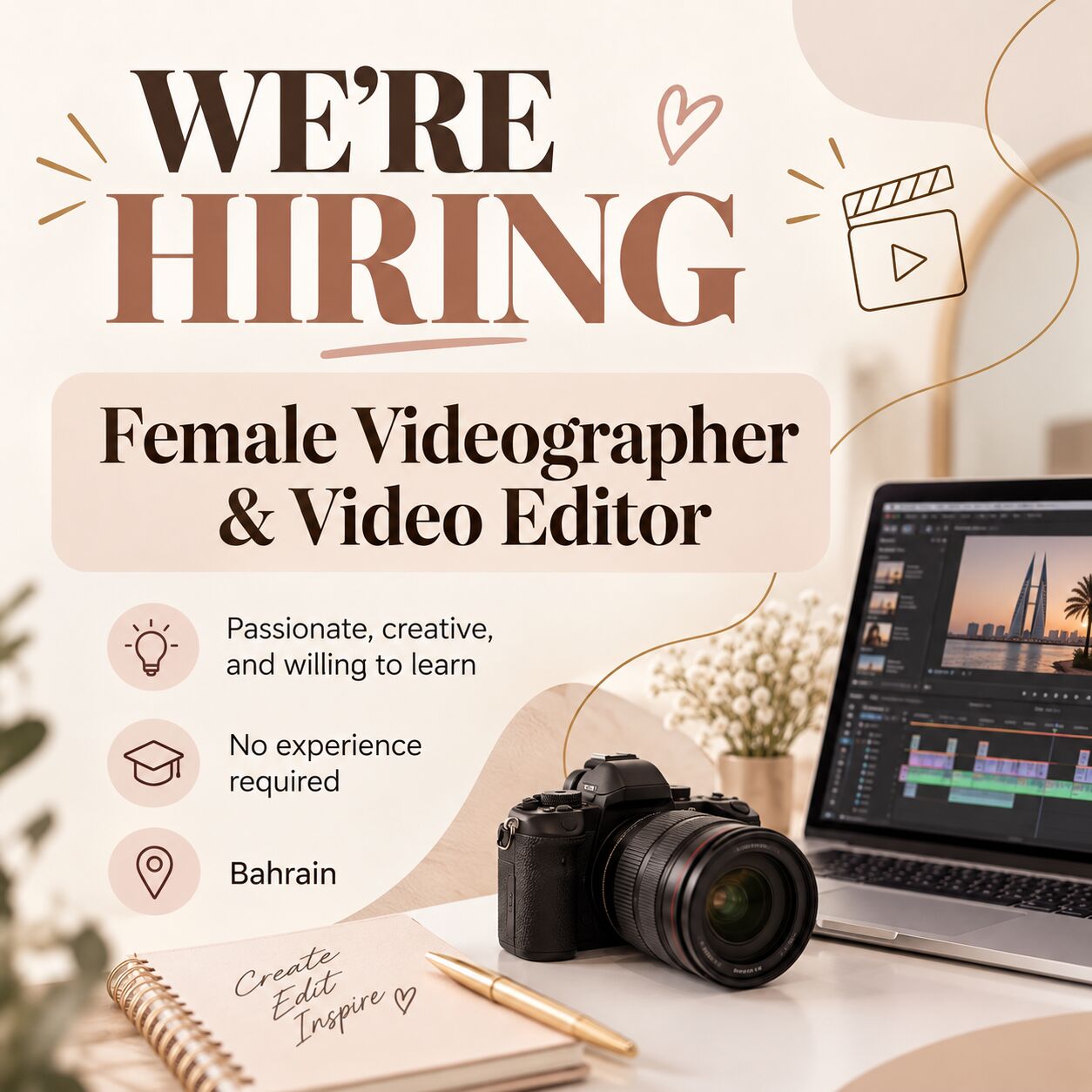Manama, Jobs, Female Videographer & Editor