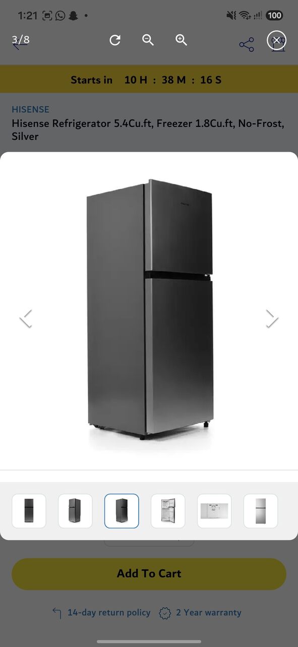 Dammam, Electronics, SAR 800,  ❗️ Price 800 Riyal📌95% Ok Excellent Condition Fridge Big Size Hisense Refrigerator