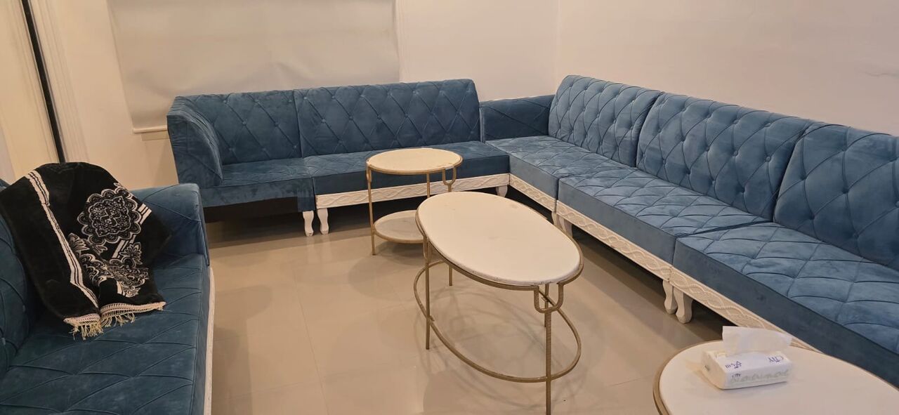 Riyadh, Furniture, SAR 2000,  Luxury U-Shaped Majlis Sofa Set + 3 Marble Tables - Excellent Condition.