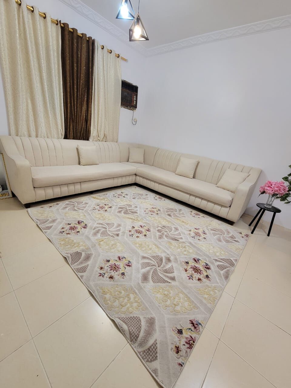 Jubail, Furniture, SAR 1000,  Almsot New Sofa, New Rug, Velvet Three Curtains And IKEA Shelf