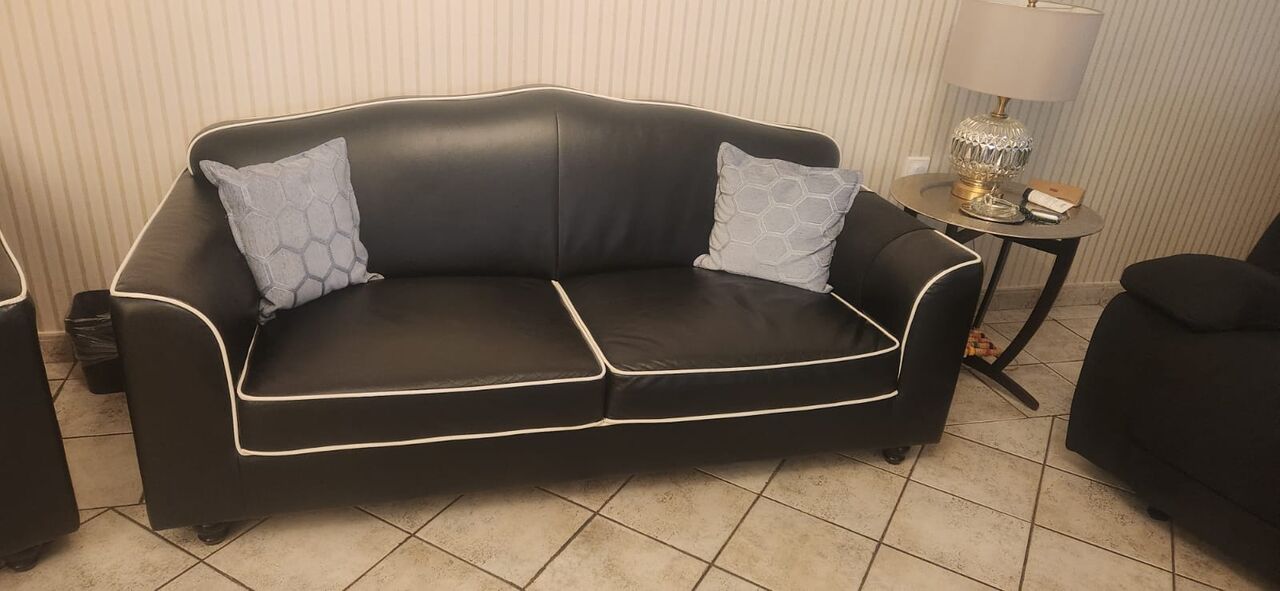 Al Nahda, Furniture, SAR 4500,  Almost New Genuine American Leather Sofa Set For Sale In Jeddah
