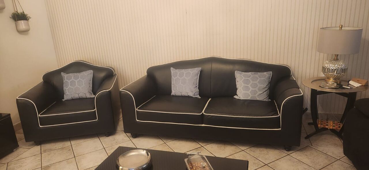 Al Nahda, Furniture, SAR 4500,  Almost New Genuine American Leather Sofa Set For Sale In Jeddah