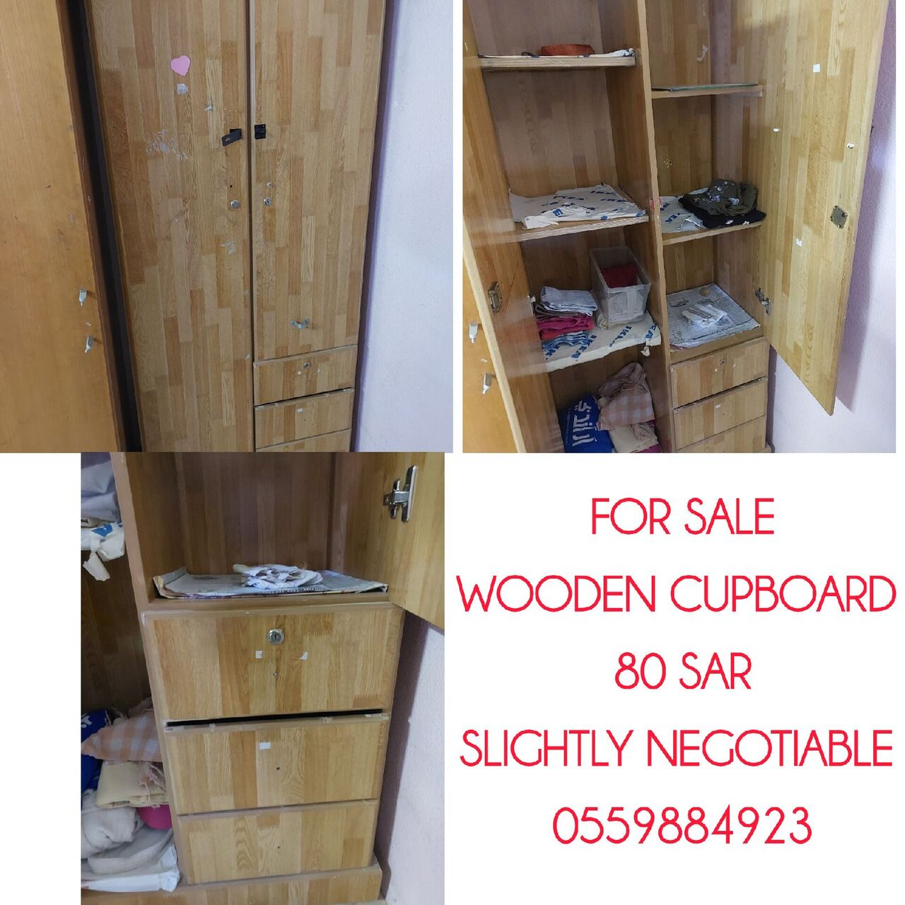 Riyadh, Furniture, SAR 80,  Wooden Cupboard For Sale
