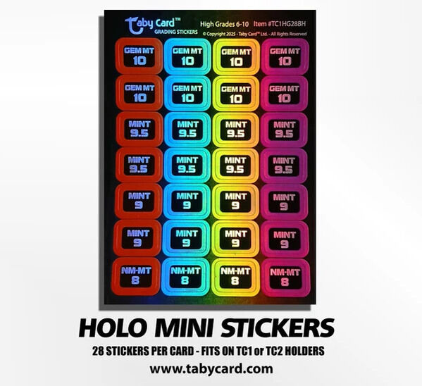 New York, Business, Card Grading Stickers &ndash; Black Holo Mini Labels, 280 Pack