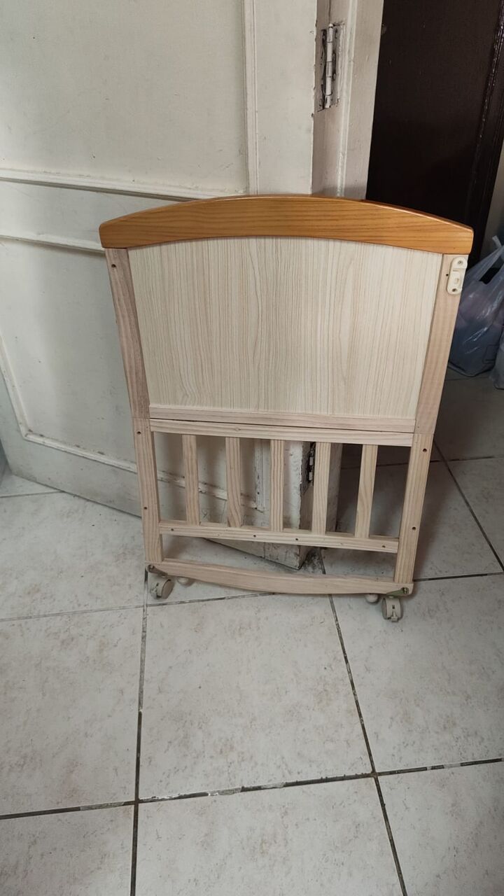 Al Malaz, Furniture, SAR 200,  Wooden Baby Cot / Crib With Mattress  &ndash; Excellent Condition