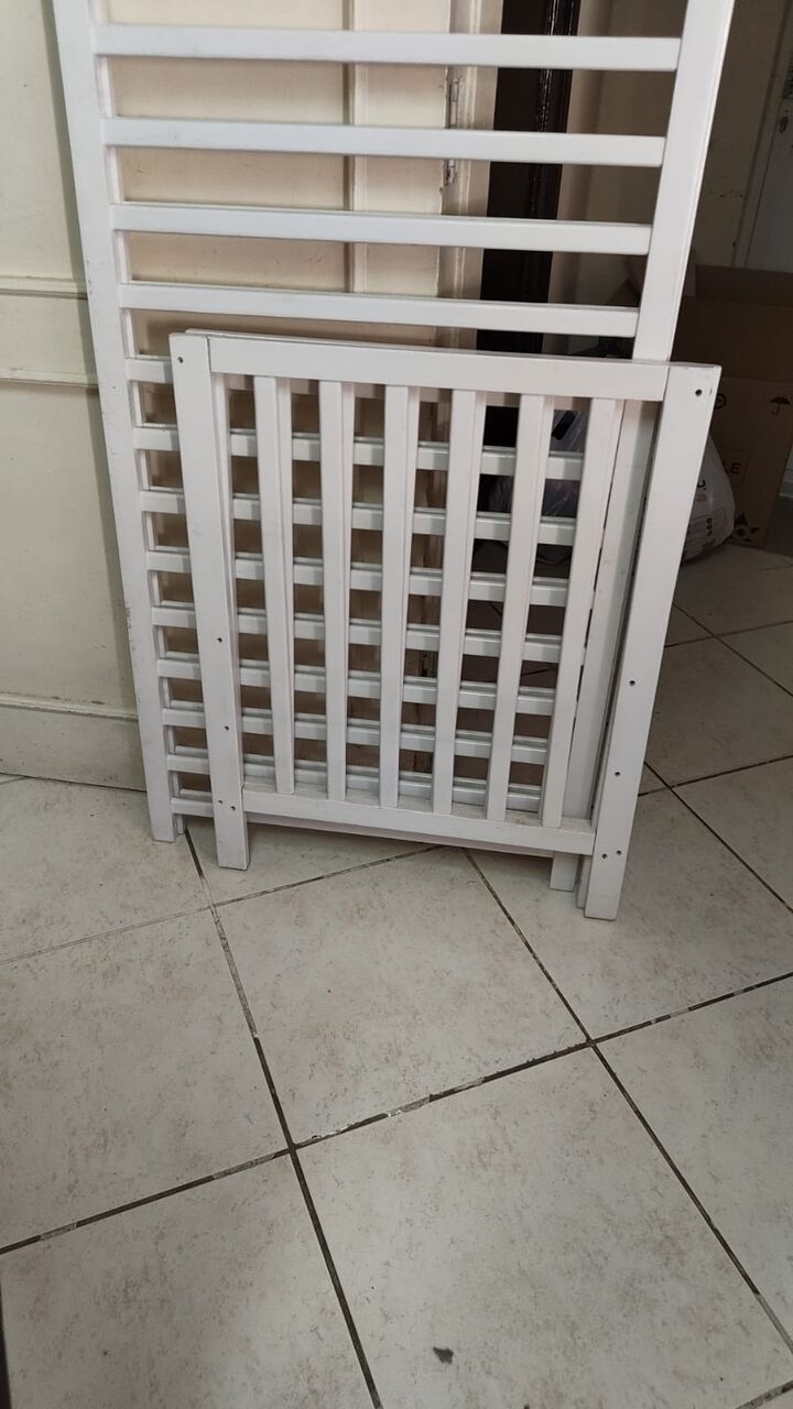 Al Malaz, Furniture, SAR 250,  White Wooden Baby Cot / Crib With Mattress (125x65 Cm) &ndash; Good Condition
