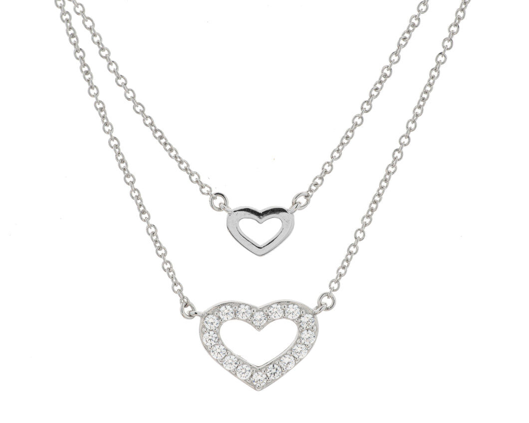 New York, Business, Heart Necklace &ndash; Petite Double Heart Bib Necklace
