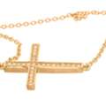 Asymmetrical Cross Necklace With Cubic Zirconia Pendant